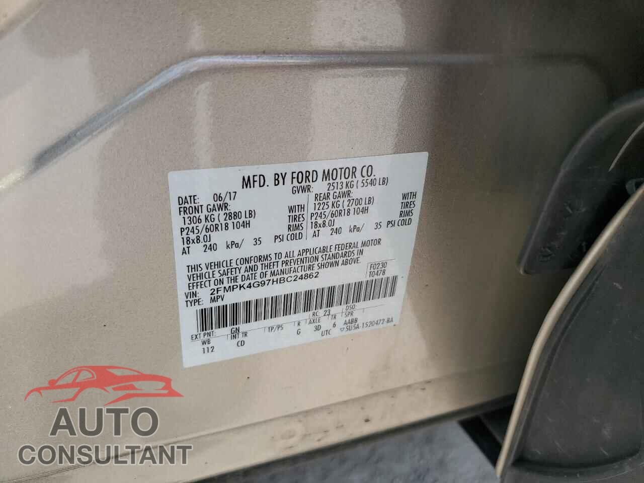 FORD EDGE 2017 - 2FMPK4G97HBC24862