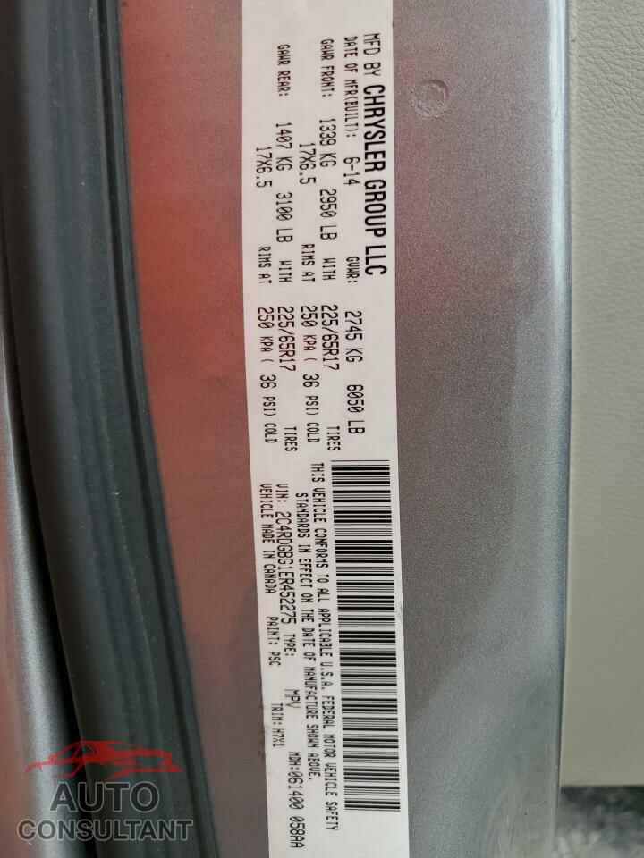 DODGE CARAVAN 2014 - 2C4RDGBG1ER452275