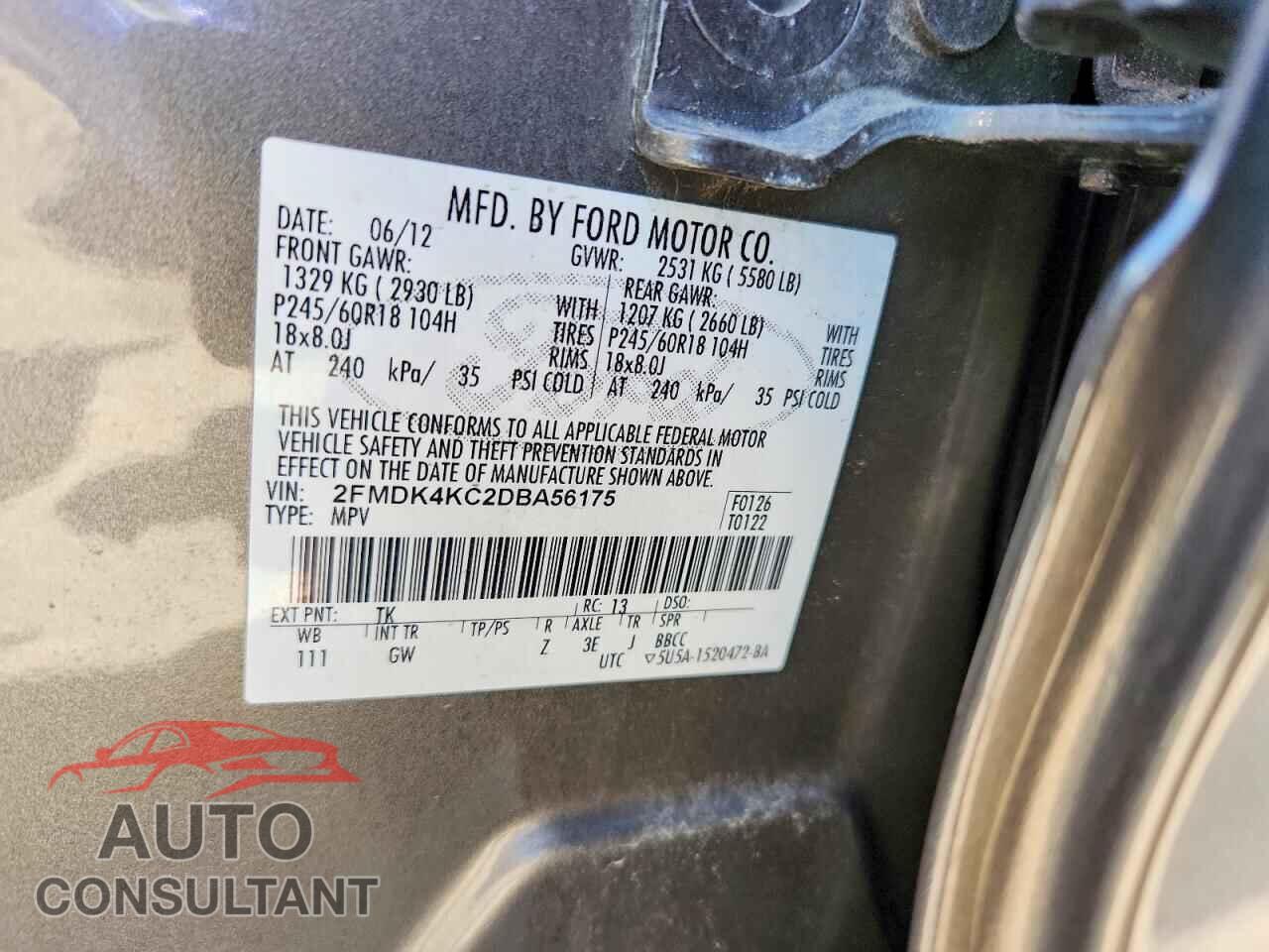 FORD EDGE 2013 - 2FMDK4KC2DBA56175