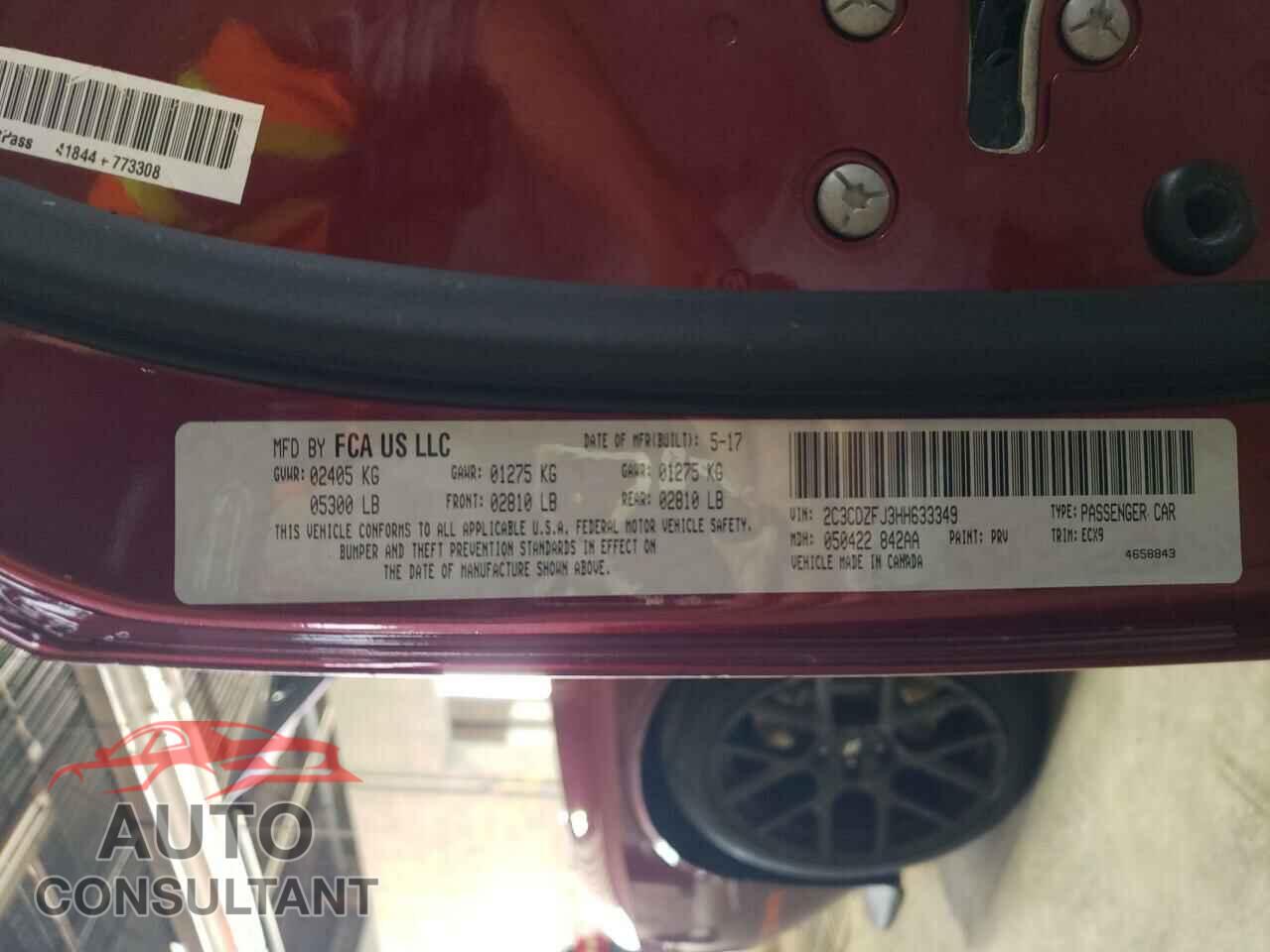 DODGE CHALLENGER 2017 - 2C3CDZFJ3HH633349