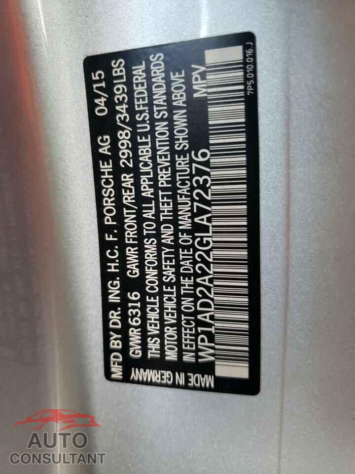 PORSCHE CAYENNE 2016 - WP1AD2A22GLA72376
