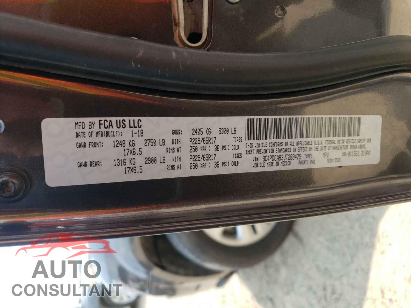 DODGE JOURNEY 2018 - 3C4PDCAB3JT288475