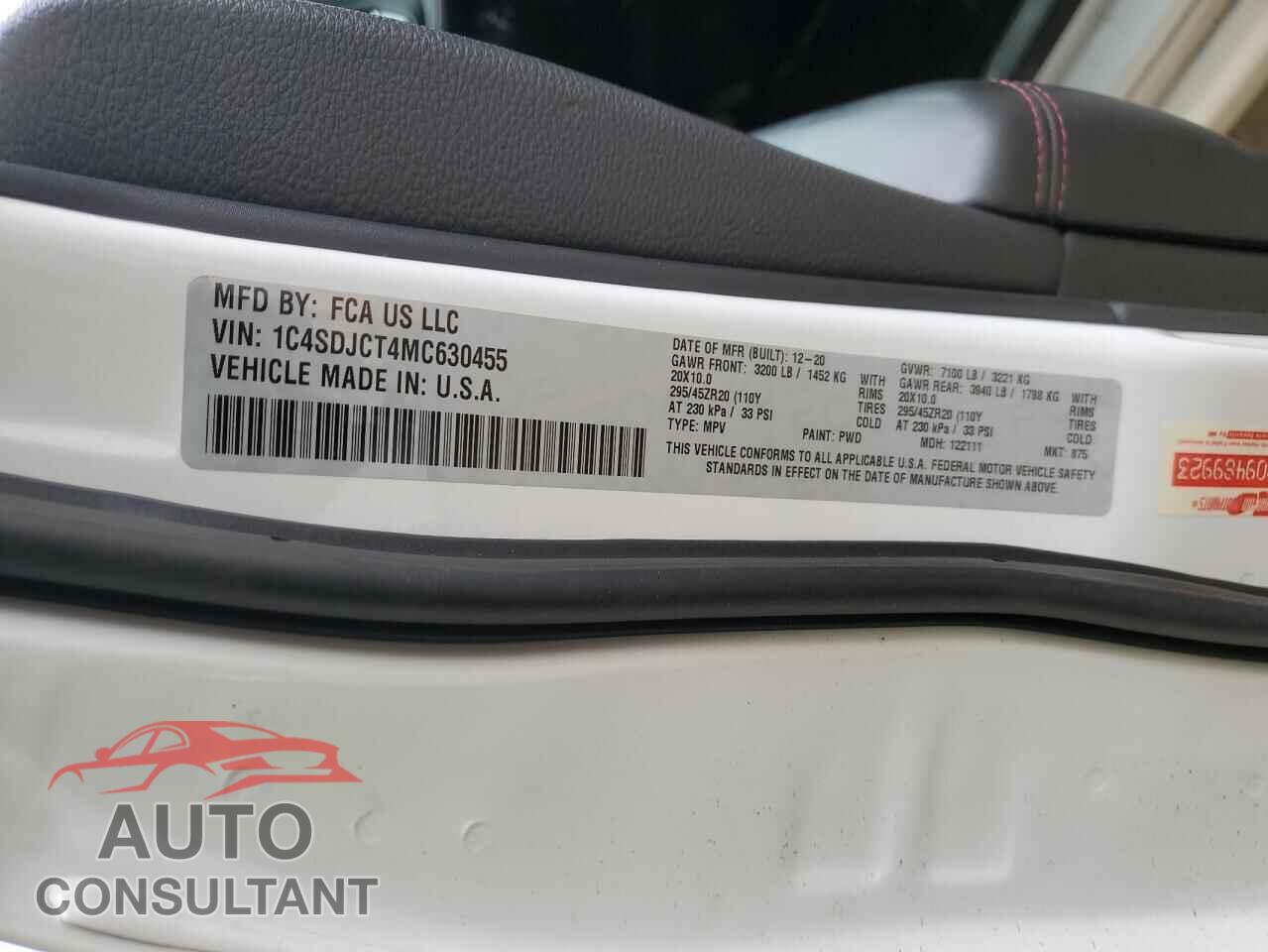 DODGE DURANGO 2021 - 1C4SDJCT4MC630455