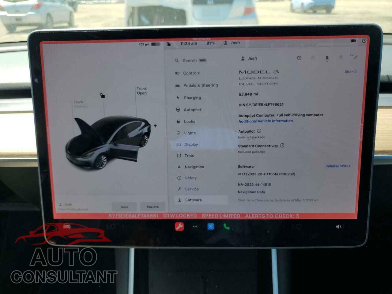 TESLA MODEL 3 2020 - 5YJ3E1EB4LF746651
