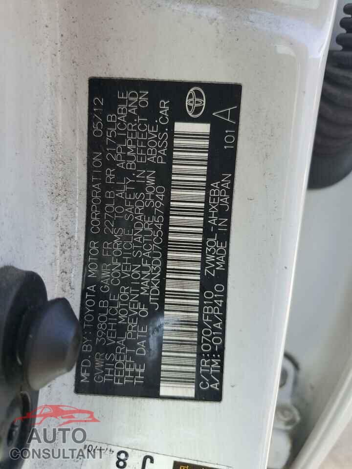 TOYOTA PRIUS 2012 - JTDKN3DU7C5457940
