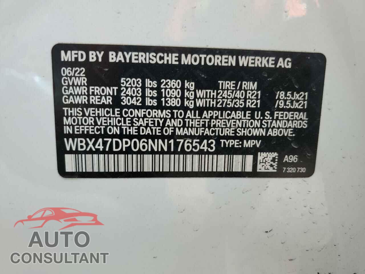 BMW X3 2022 - WBX47DP06NN176543