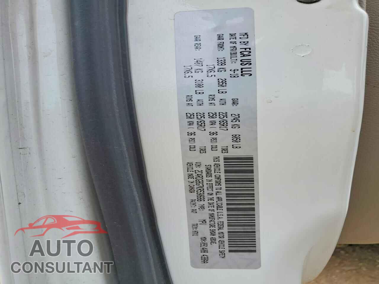DODGE CARAVAN 2019 - 2C4RDGBG7KR530666