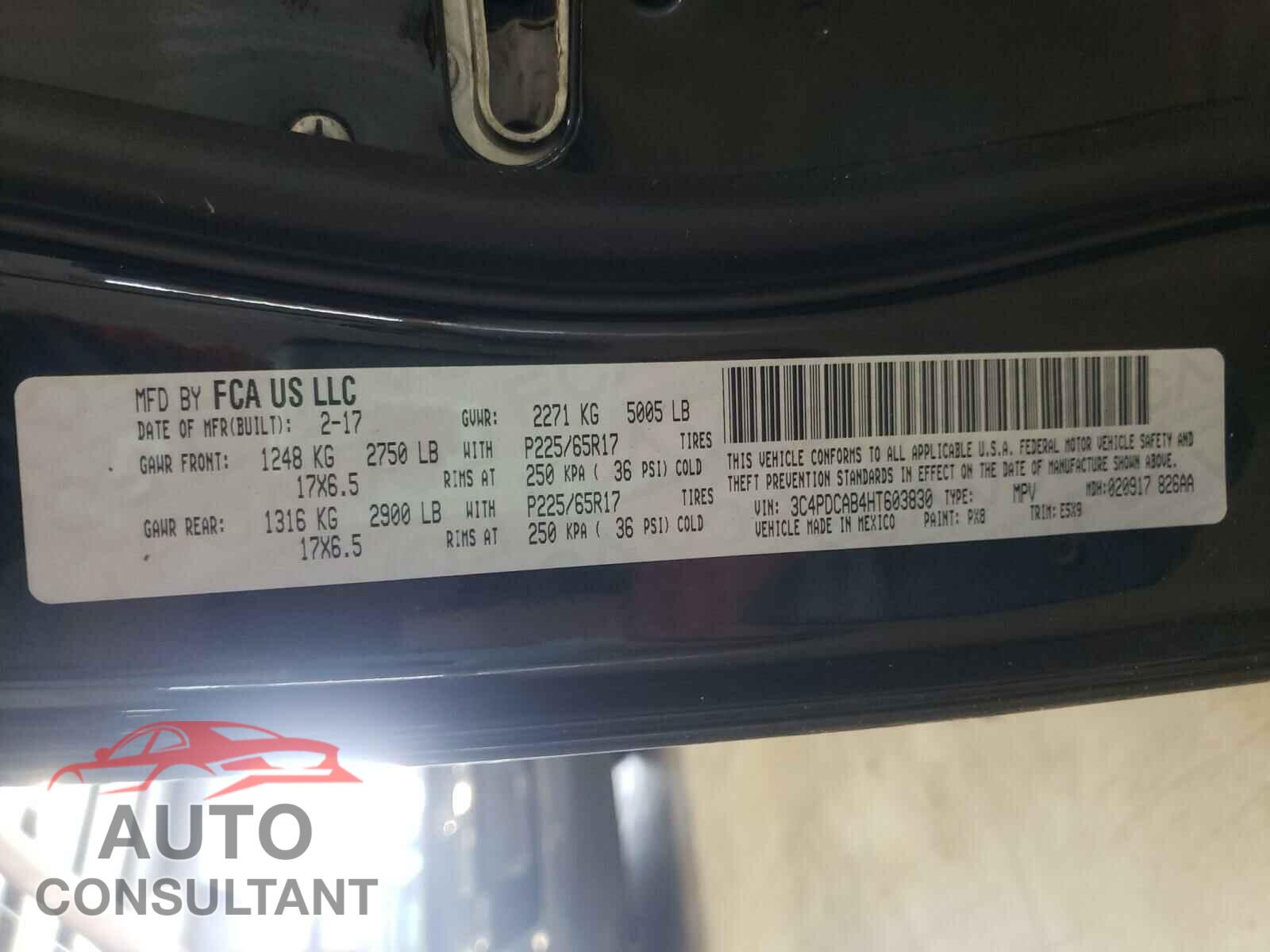 DODGE JOURNEY 2017 - 3C4PDCAB4HT603830