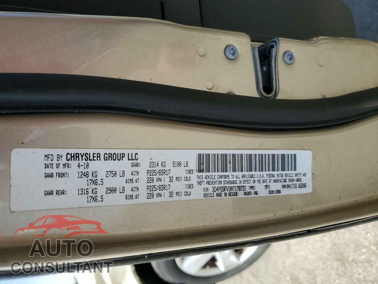 DODGE JOURNEY 2010 - 3D4PG5FV3AT178731