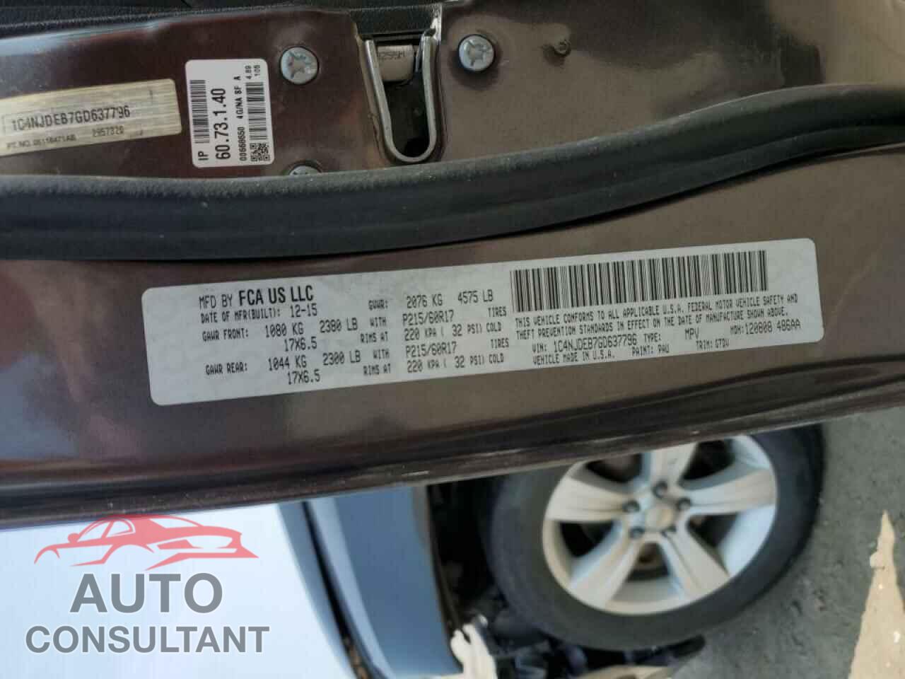 JEEP COMPASS 2016 - 1C4NJDEB7GD637796