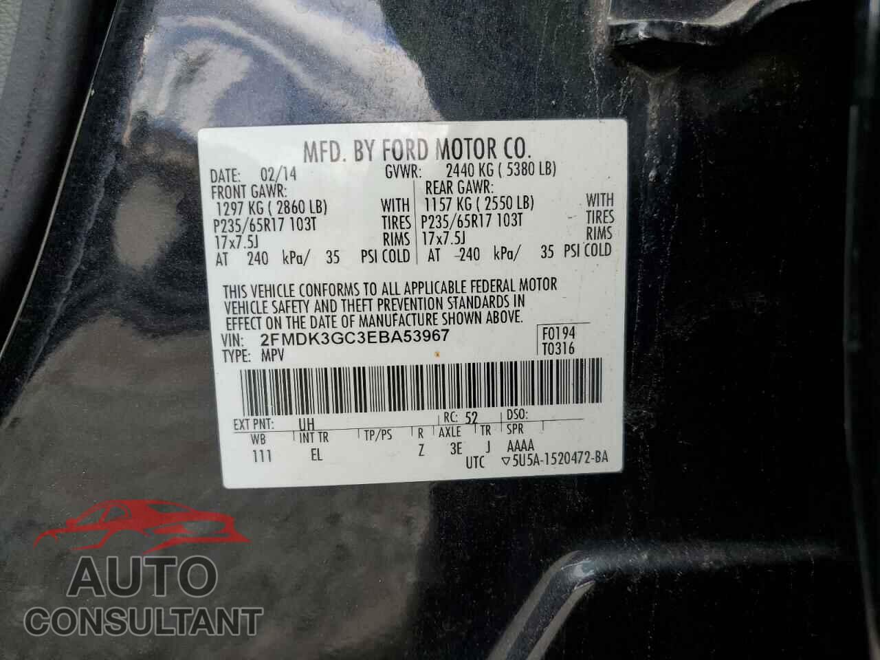 FORD EDGE 2014 - 2FMDK3GC3EBA53967