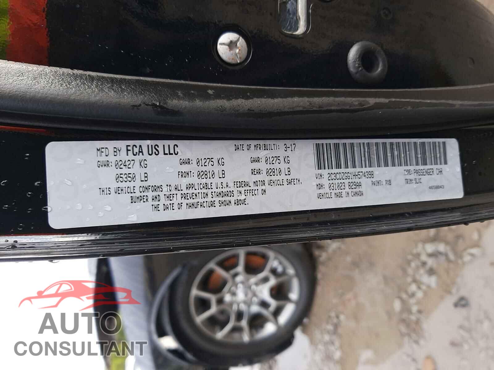 DODGE CHALLENGER 2017 - 2C3CDZGG1HH574398