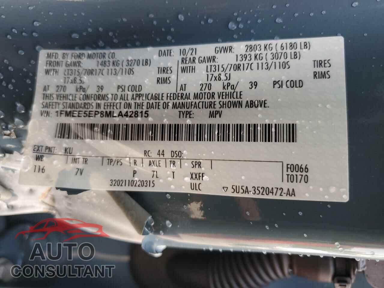 FORD BRONCO 2021 - 1FMEE5EP8MLA42815
