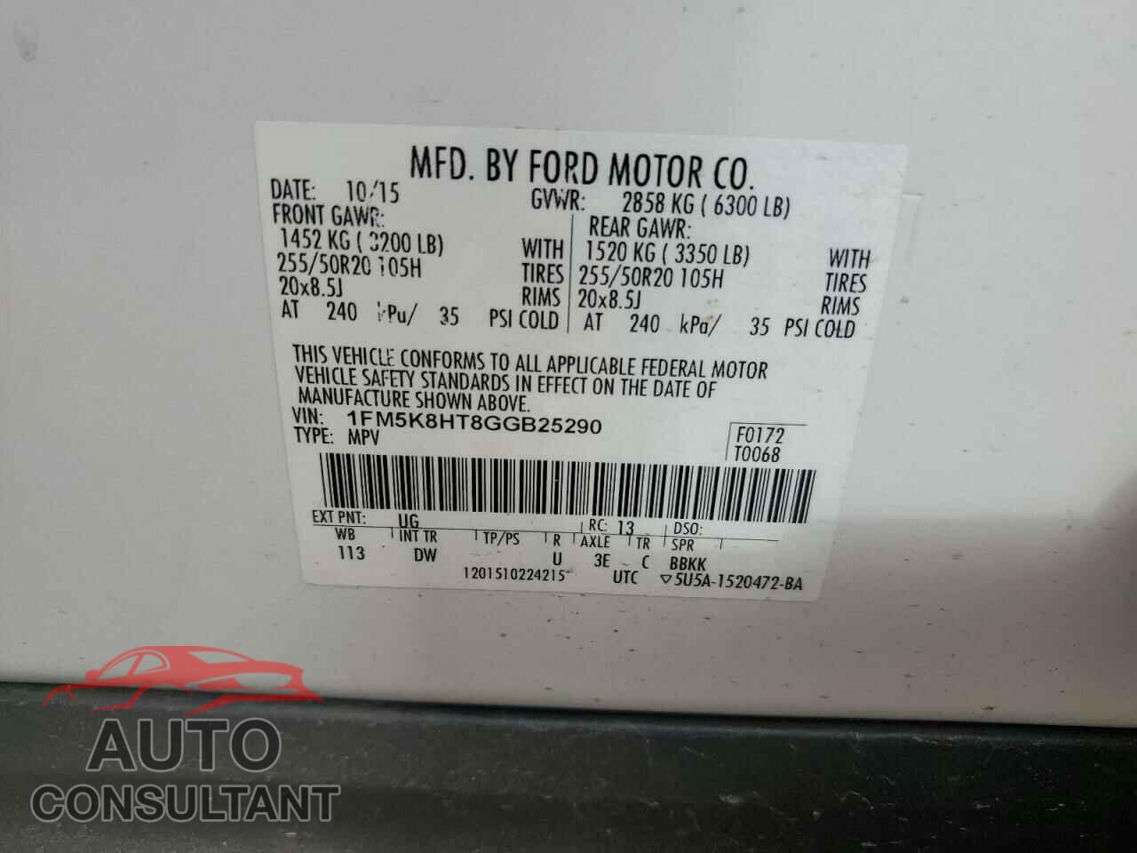 FORD EXPLORER 2016 - 1FM5K8HT8GGB25290