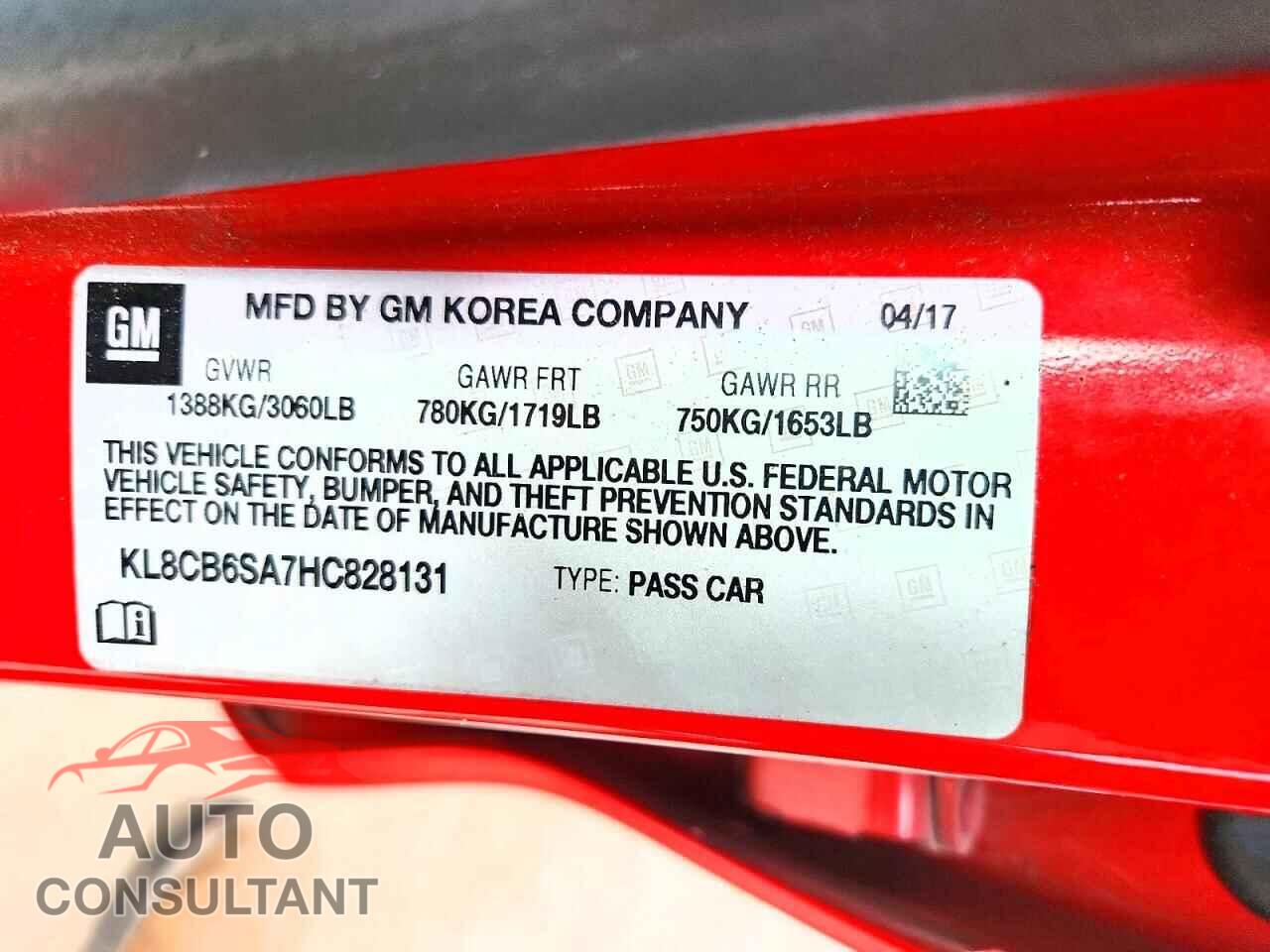 CHEVROLET SPARK 2017 - KL8CB6SA7HC828131