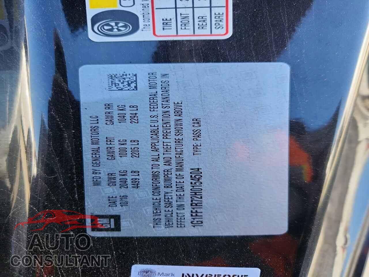 CHEVROLET CAMARO 2017 - 1G1FF1R72H0154504