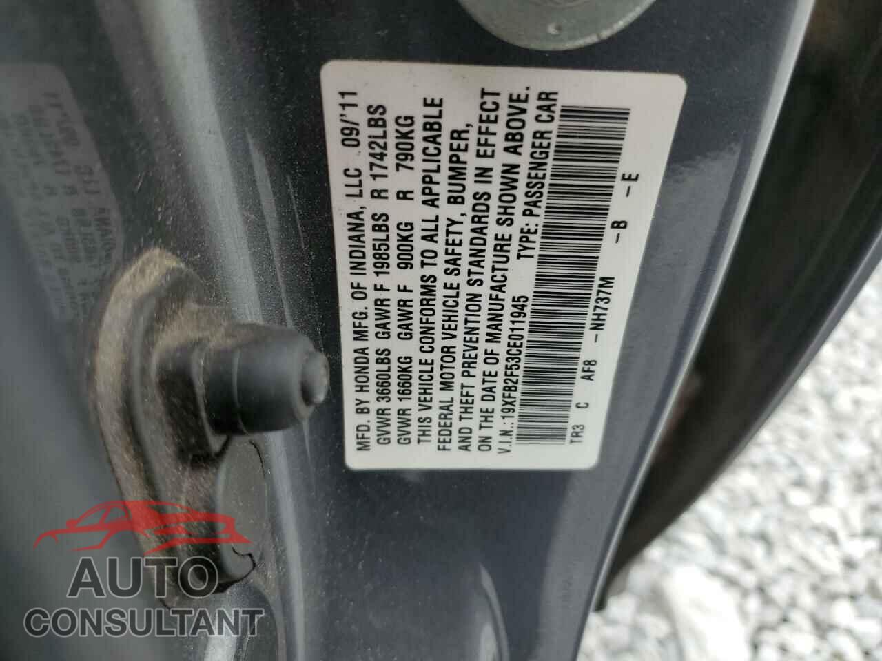 HONDA CIVIC 2012 - 19XFB2F53CE011945