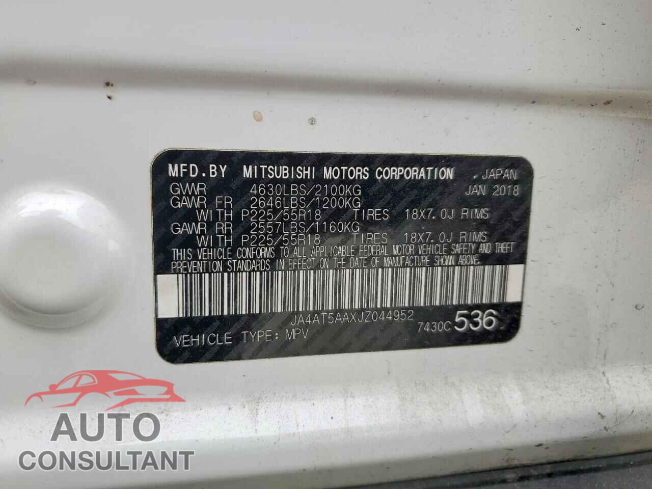 MITSUBISHI ECLIPSE 2018 - JA4AT5AAXJZ044952