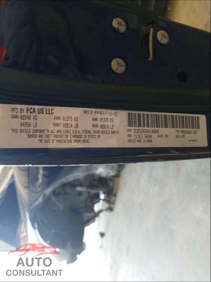 DODGE CHALLENGER 2016 - 2C3CDZAG3GH148848