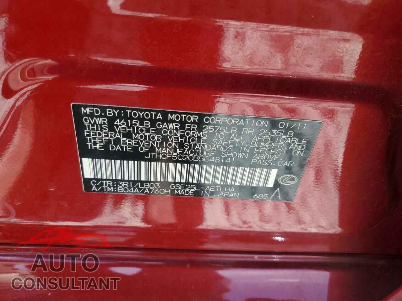 LEXUS IS 2011 - JTHCF5C20B5048141