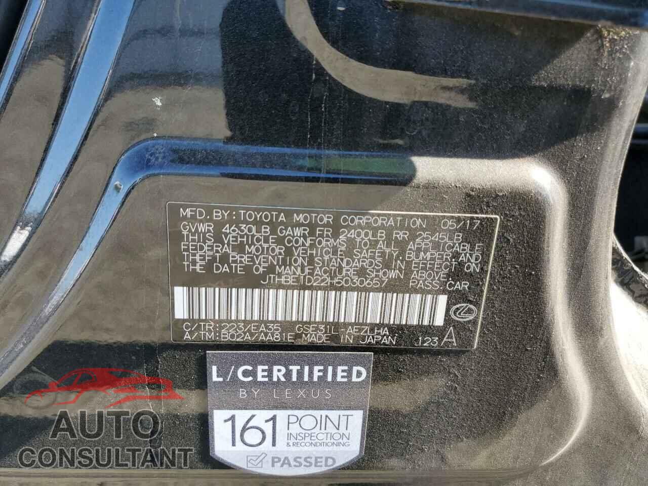 LEXUS IS 2017 - JTHBE1D22H5030657