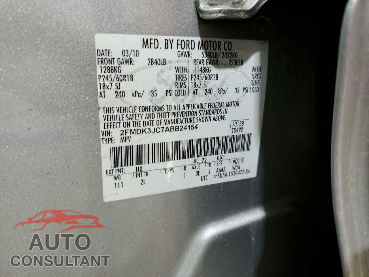 FORD EDGE 2010 - 2FMDK3JC7ABB24154