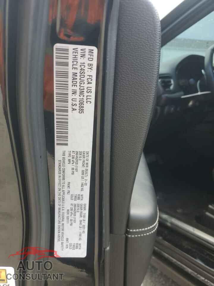 DODGE DURANGO 2022 - 1C4SDJGJ3NC106885