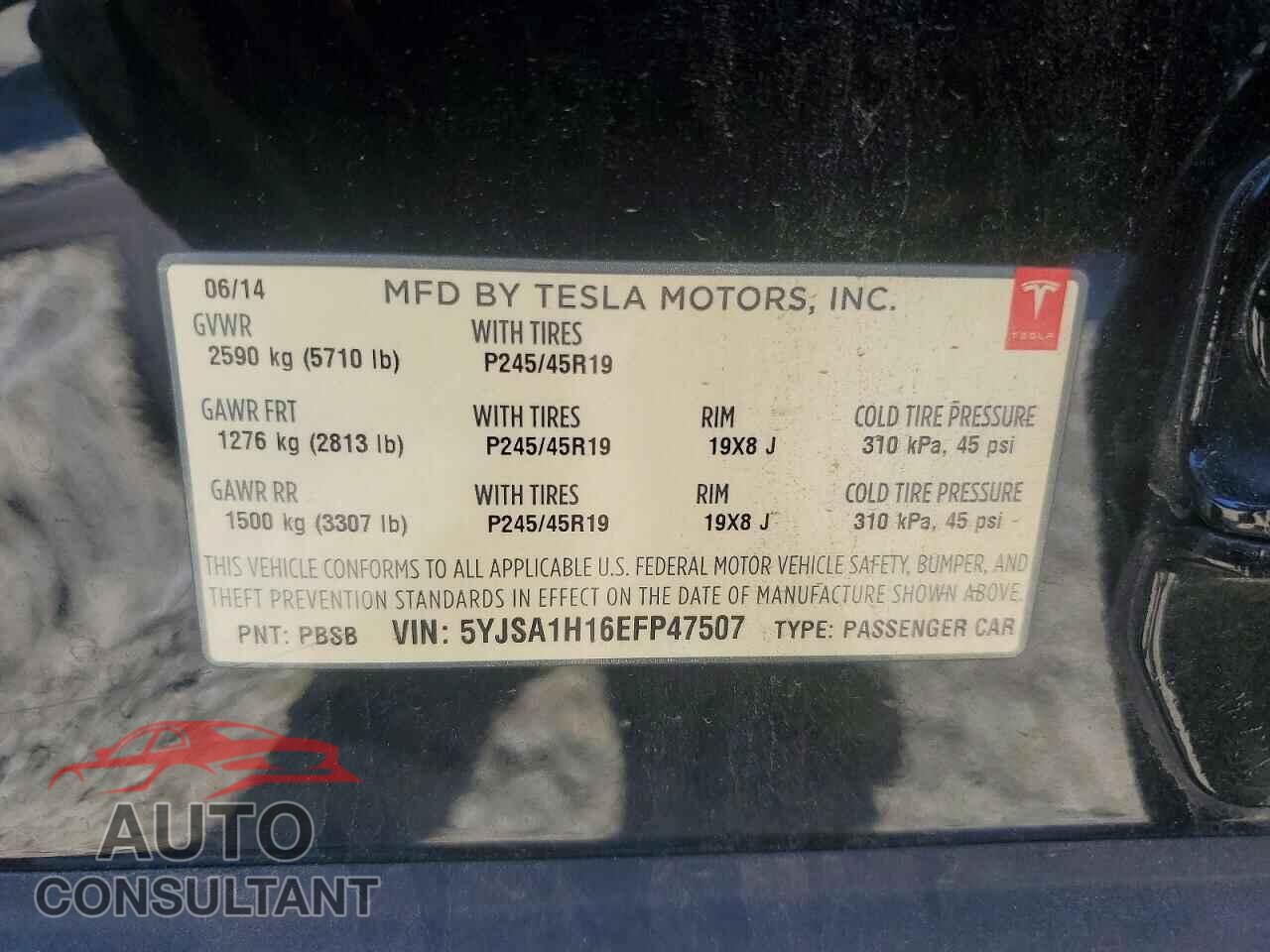 TESLA MODEL S 2014 - 5YJSA1H16EFP47507