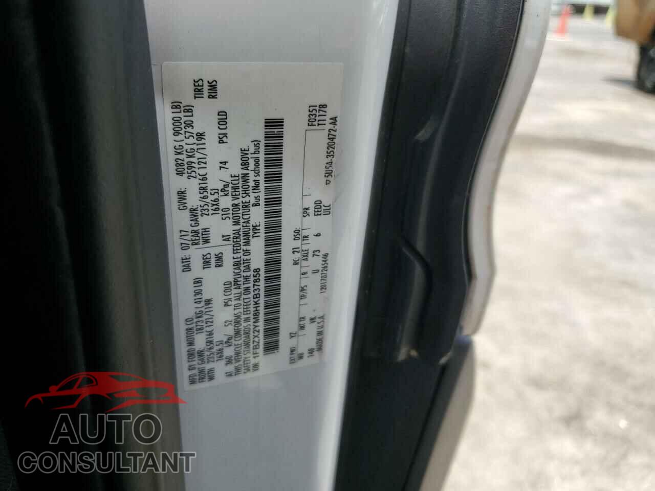 FORD TRANSIT 2017 - 1FBZX2YM8HKB37858