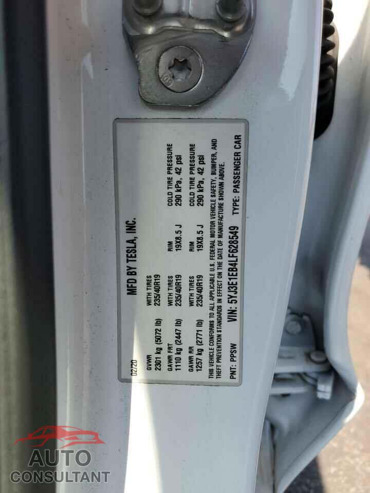 TESLA MODEL 3 2020 - 5YJ3E1EB4LF628549