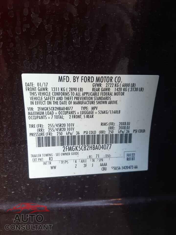 FORD FLEX 2017 - 2FMGK5C82HBA04077