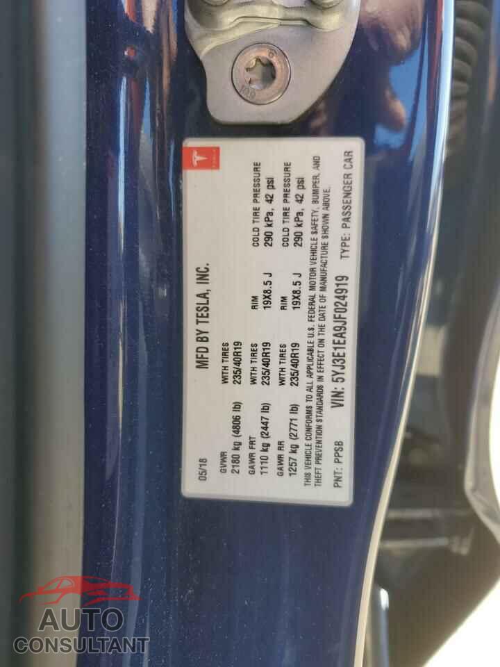 TESLA MODEL 3 2018 - 5YJ3E1EA9JF024919