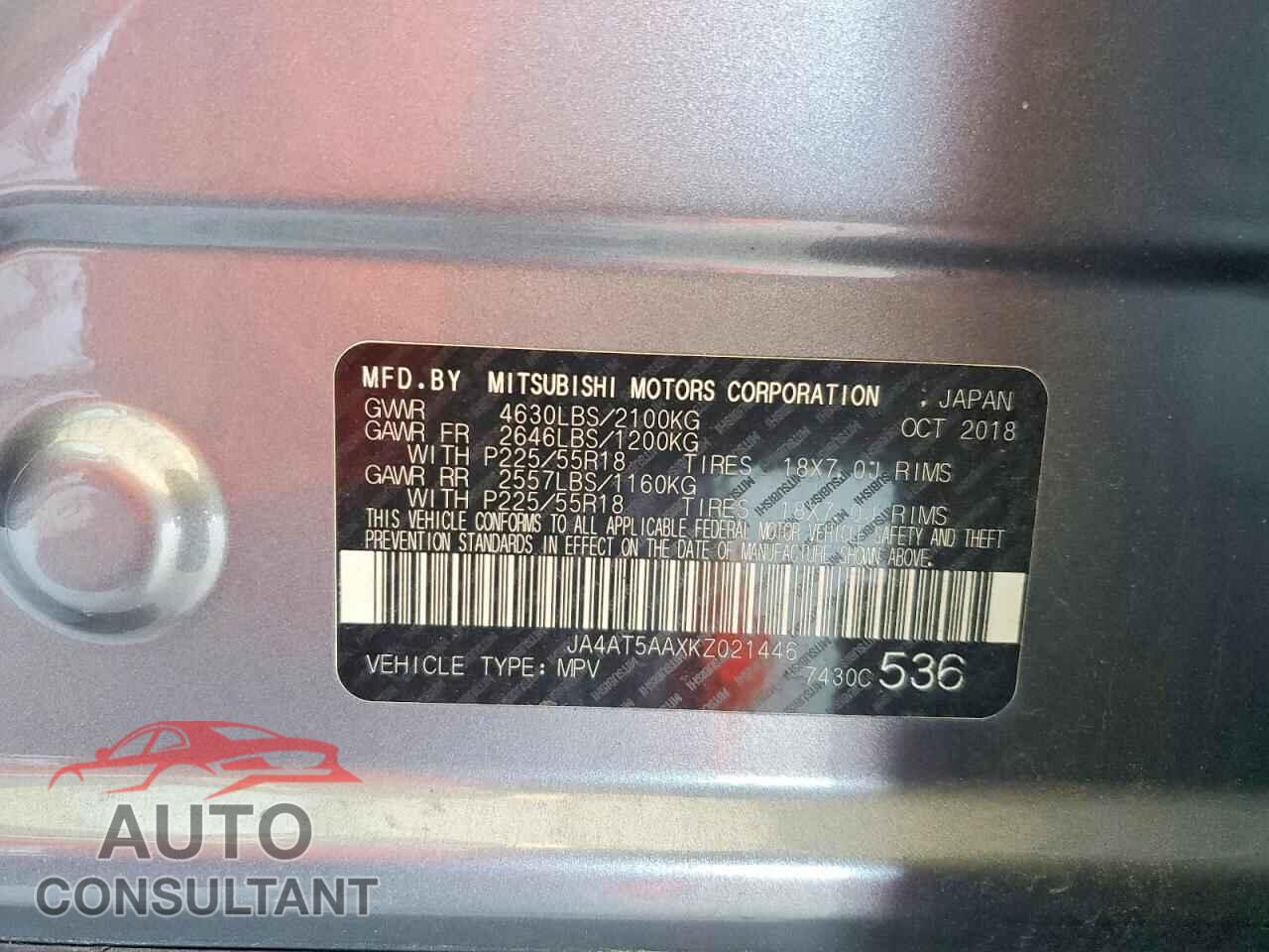 MITSUBISHI ECLIPSE 2019 - JA4AT5AAXKZ021446
