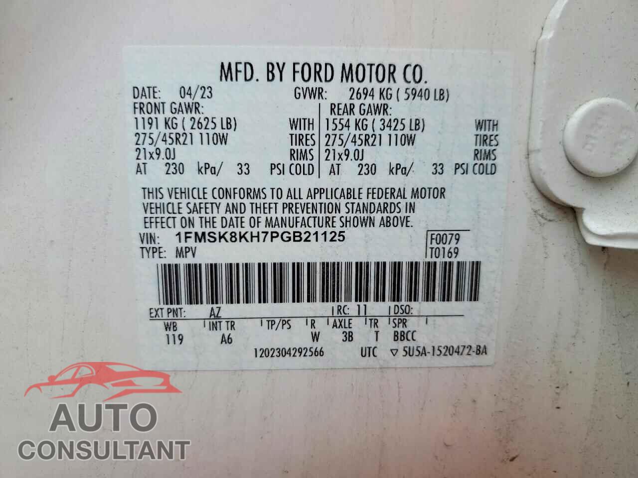 FORD EXPLORER 2023 - 1FMSK8KH7PGB21125