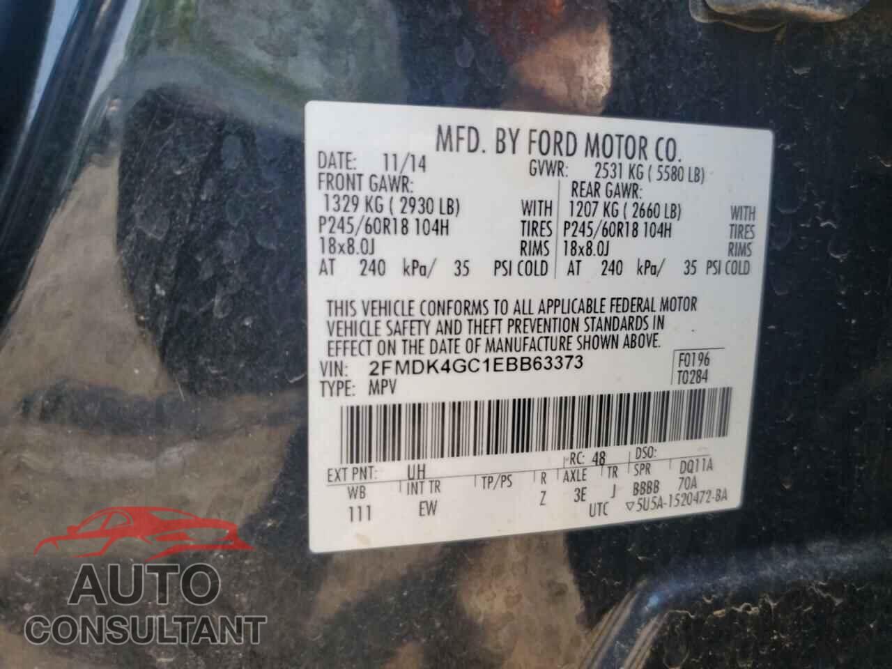FORD EDGE 2014 - 2FMDK4GC1EBB63373