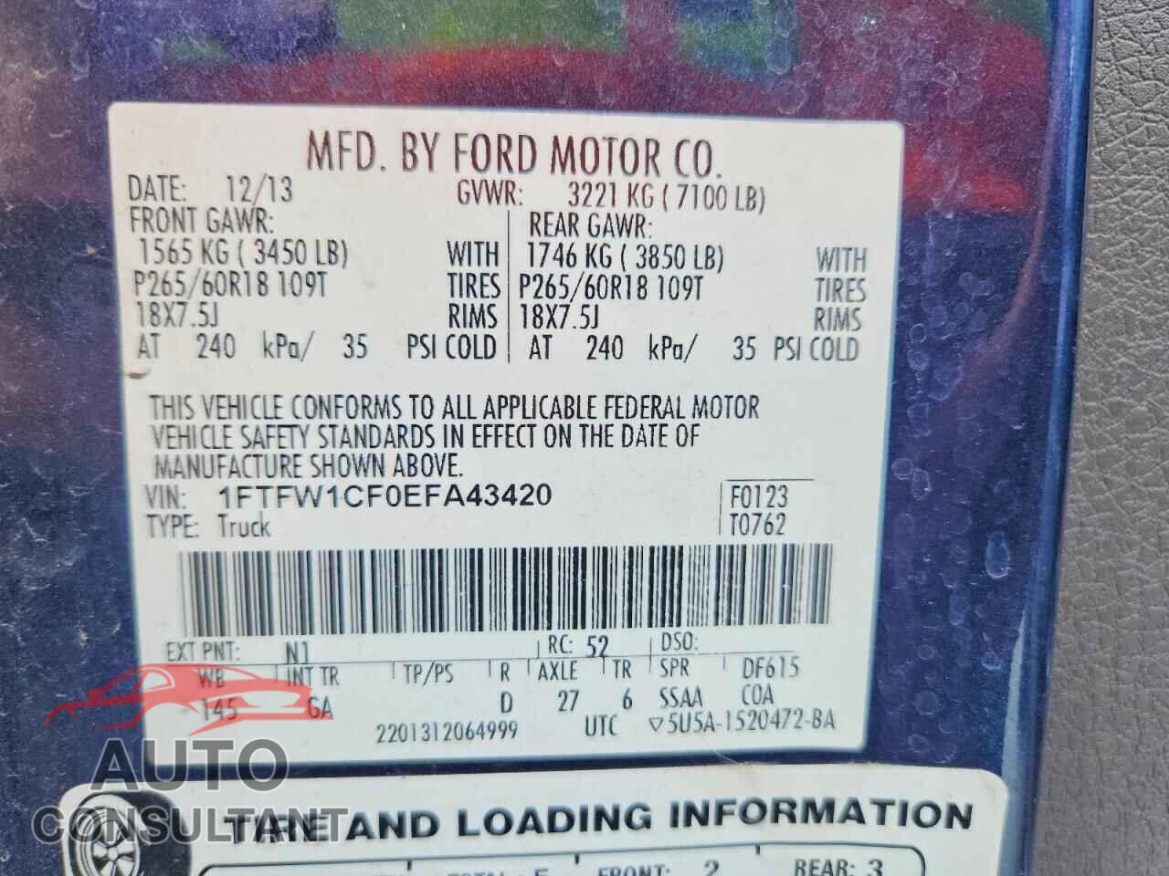 FORD F-150 2014 - 1FTFW1CF0EFA43420