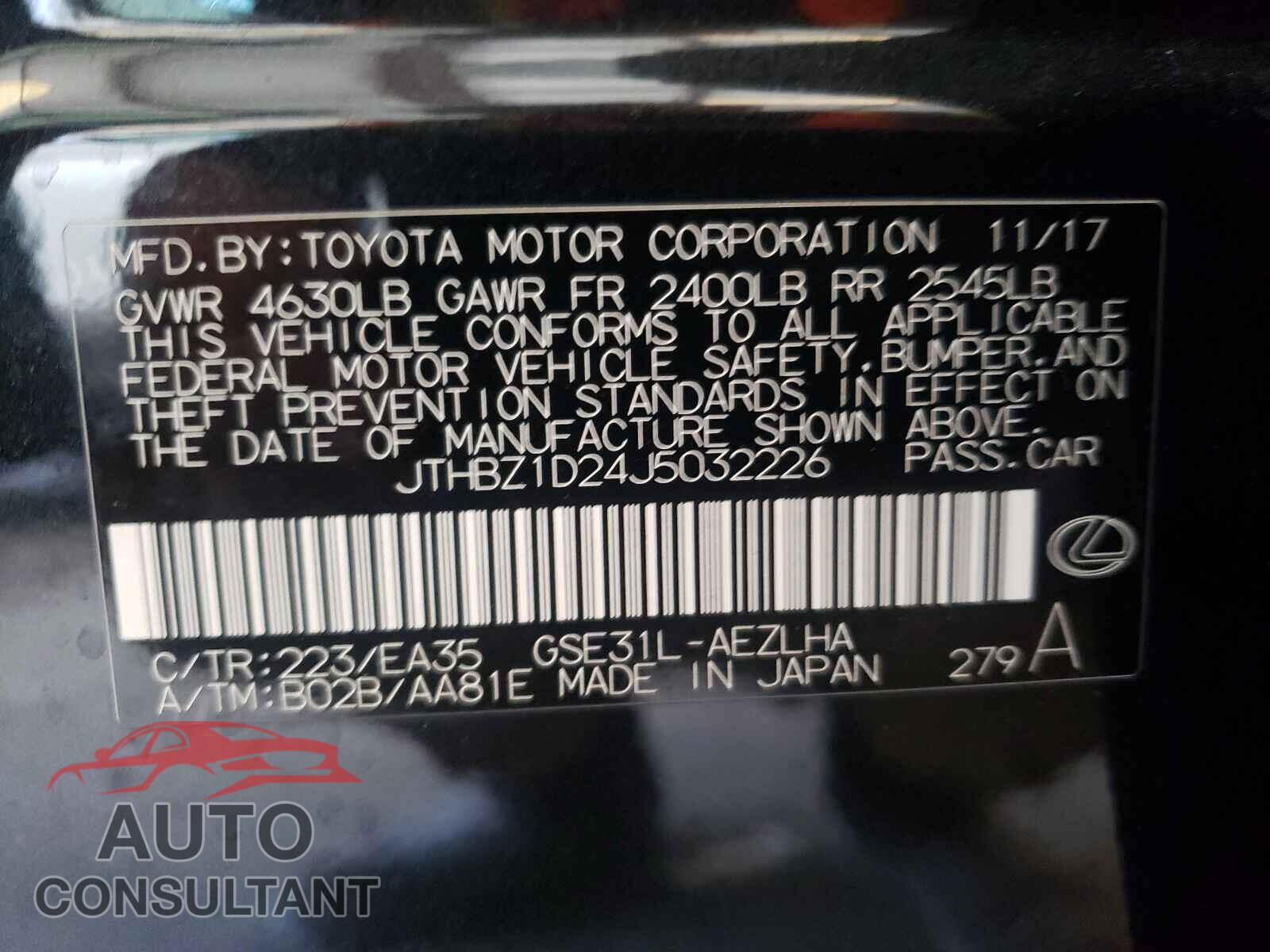 LEXUS IS 2018 - JTHBZ1D24J5032226