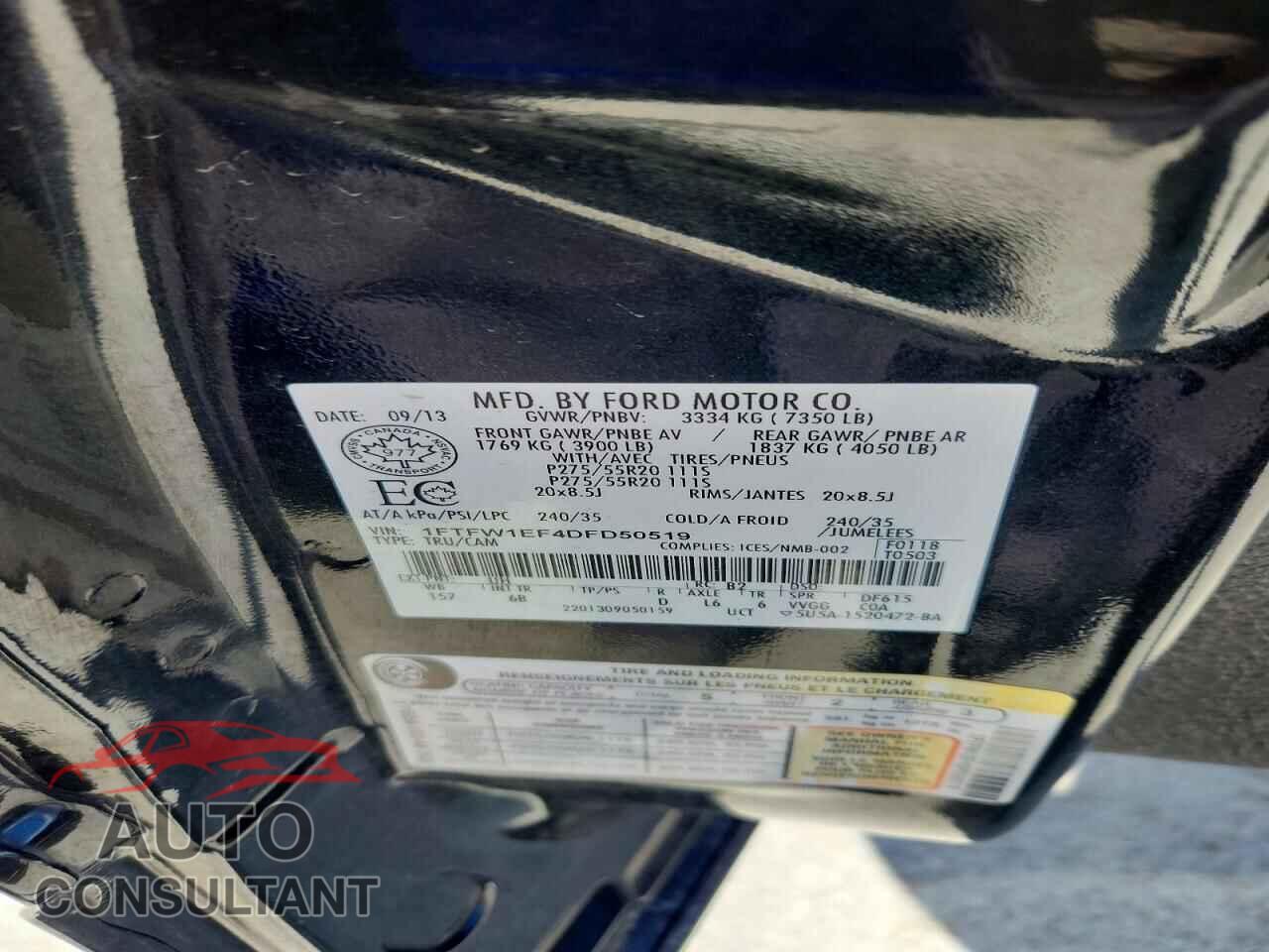FORD F150 2013 - 1FTFW1EF4DFD50519