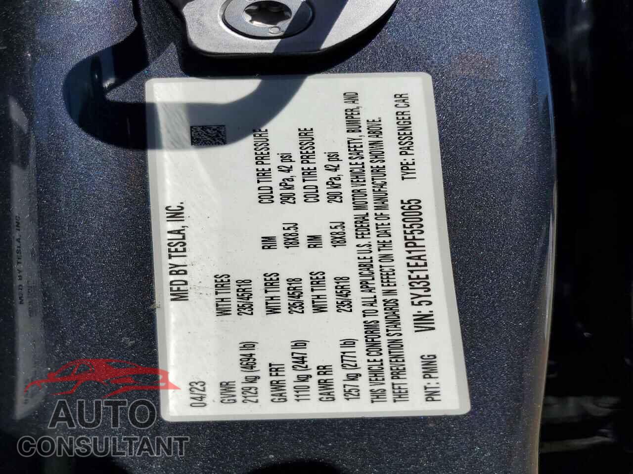 TESLA MODEL 3 2023 - 5YJ3E1EA1PF550065