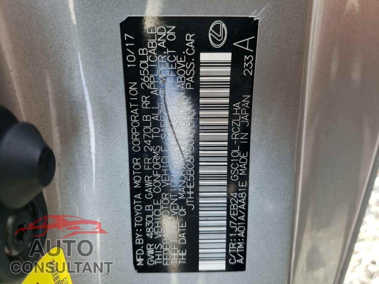 LEXUS RX350 2017 - JTHHE5BC6H5017875