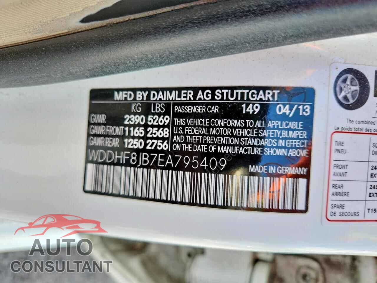 MERCEDES-BENZ E-CLASS 2014 - WDDHF8JB7EA795409