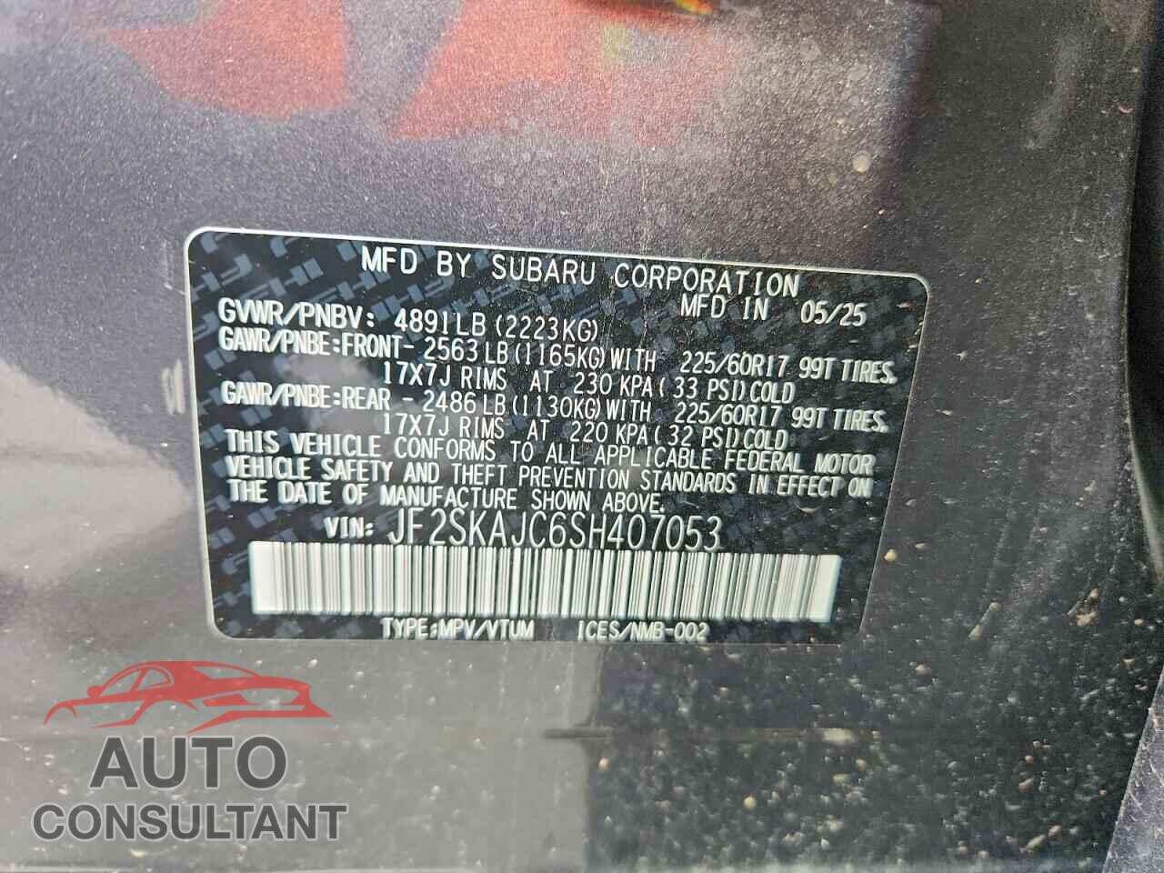 SUBARU FORESTER 2025 - JF2SKAJC6SH407053