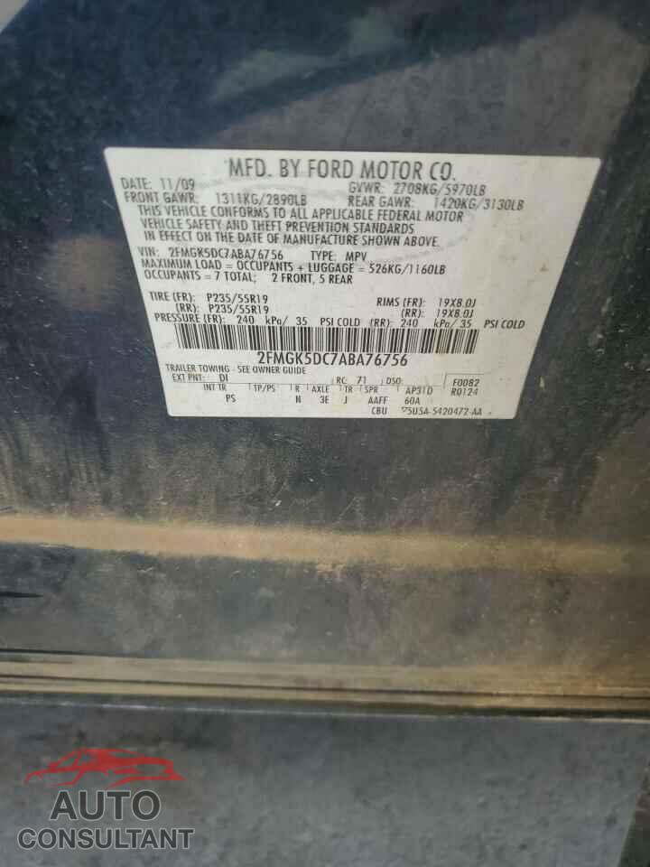 FORD FLEX 2010 - 2FMGK5DC7ABA76756