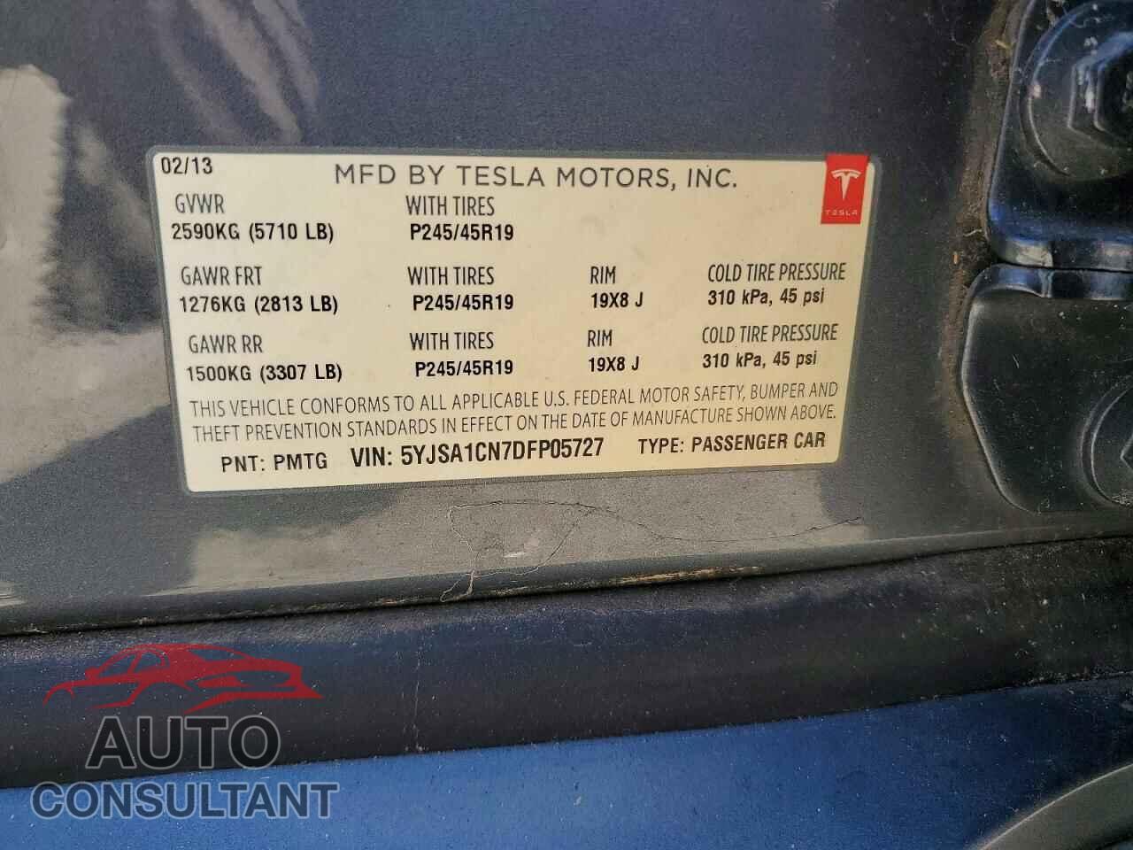 TESLA MODEL S 2013 - 5YJSA1CN7DFP05727