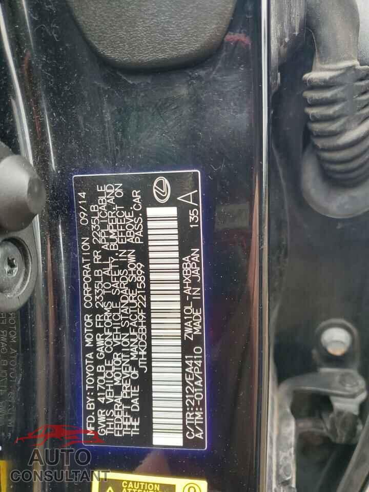 LEXUS CT 200 2015 - JTHKD5BH9F2215899
