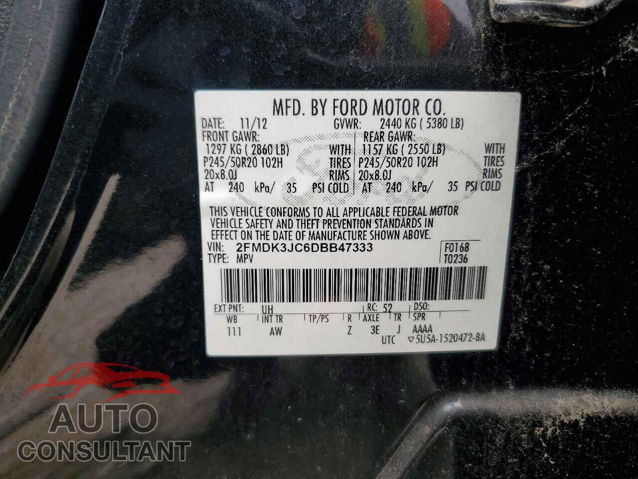 FORD EDGE 2013 - 2FMDK3JC6DBB47333