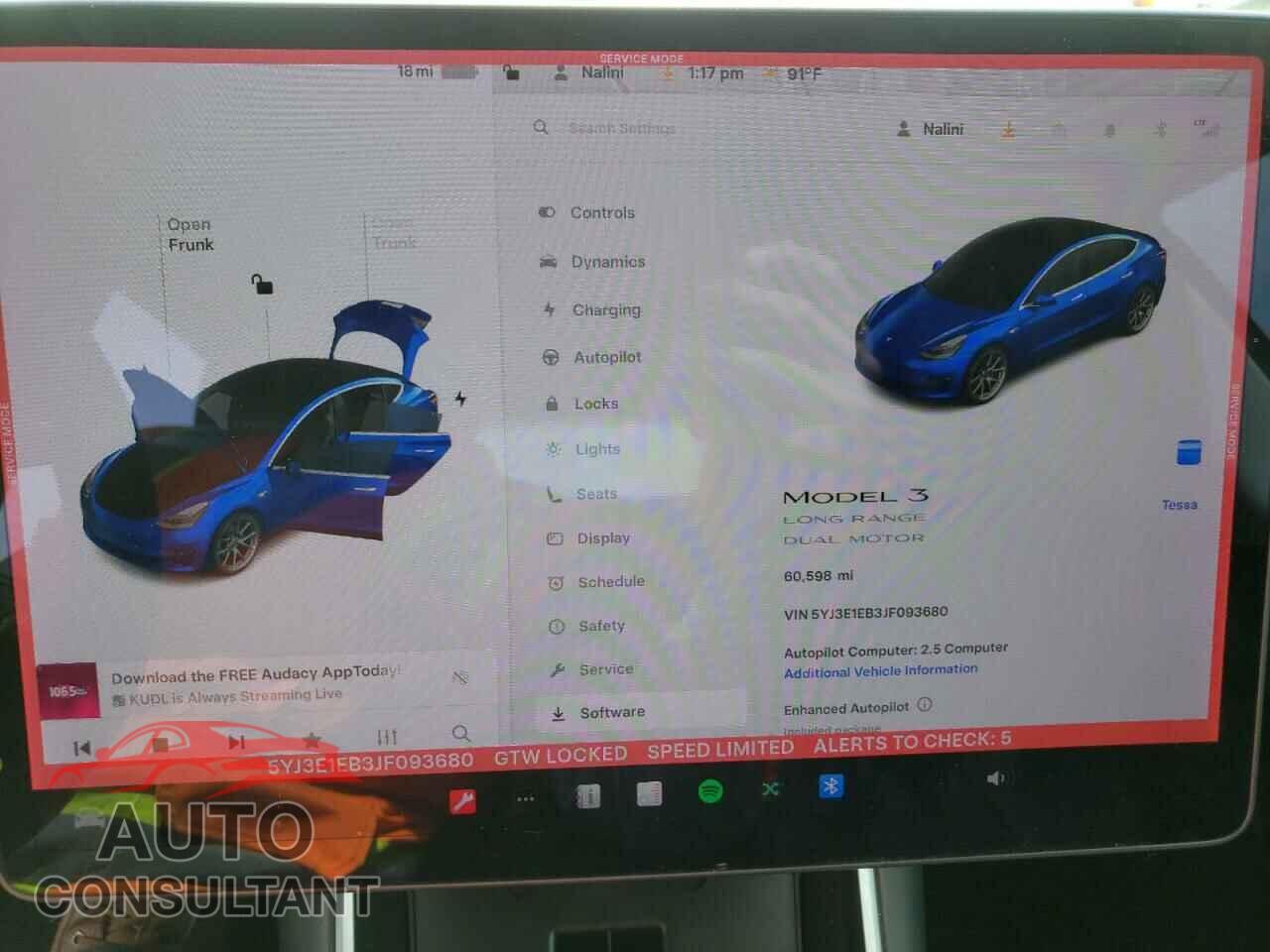 TESLA MODEL 3 2018 - 5YJ3E1EB3JF093680