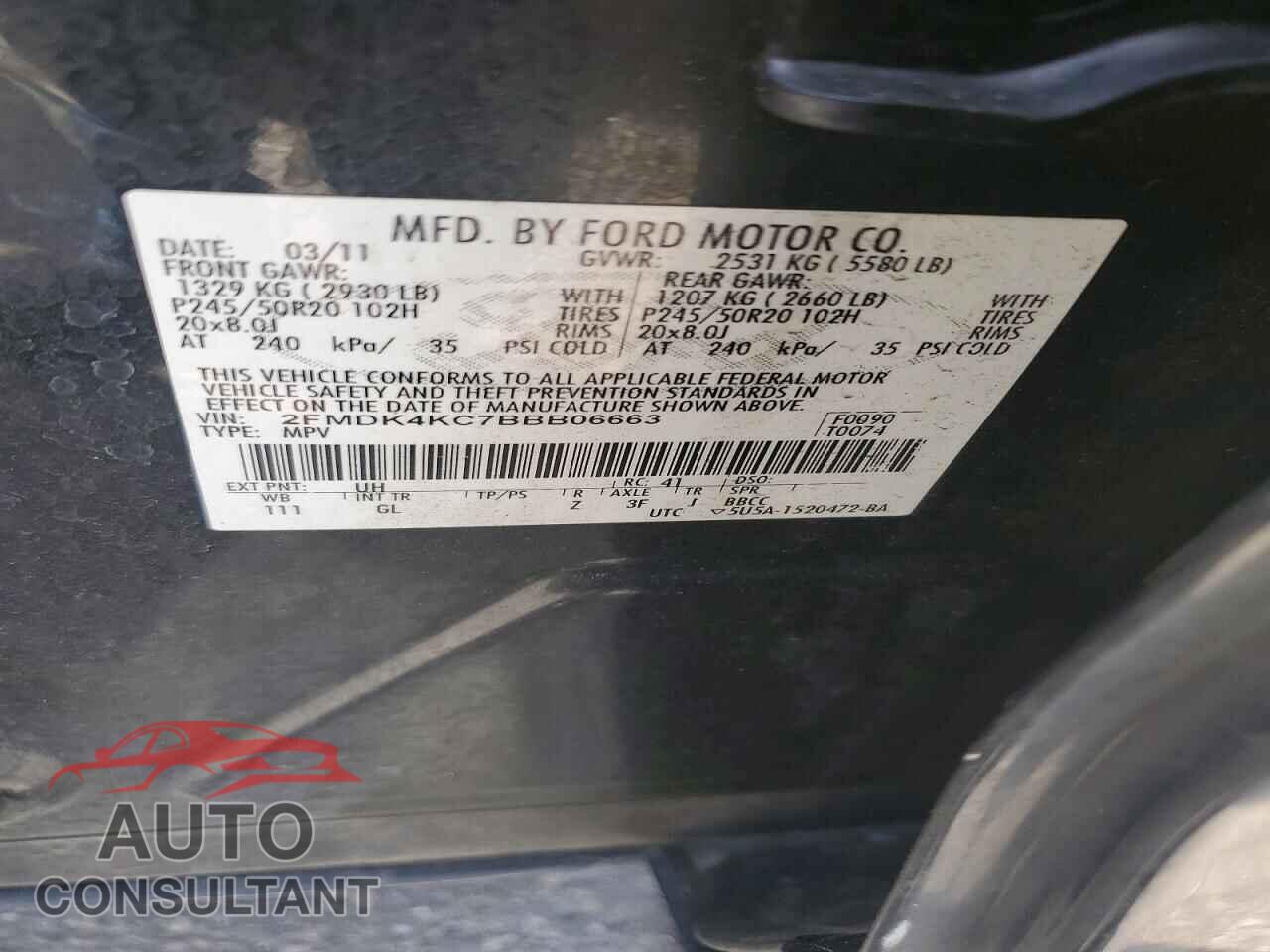 FORD EDGE 2011 - 2FMDK4KC7BBB06663