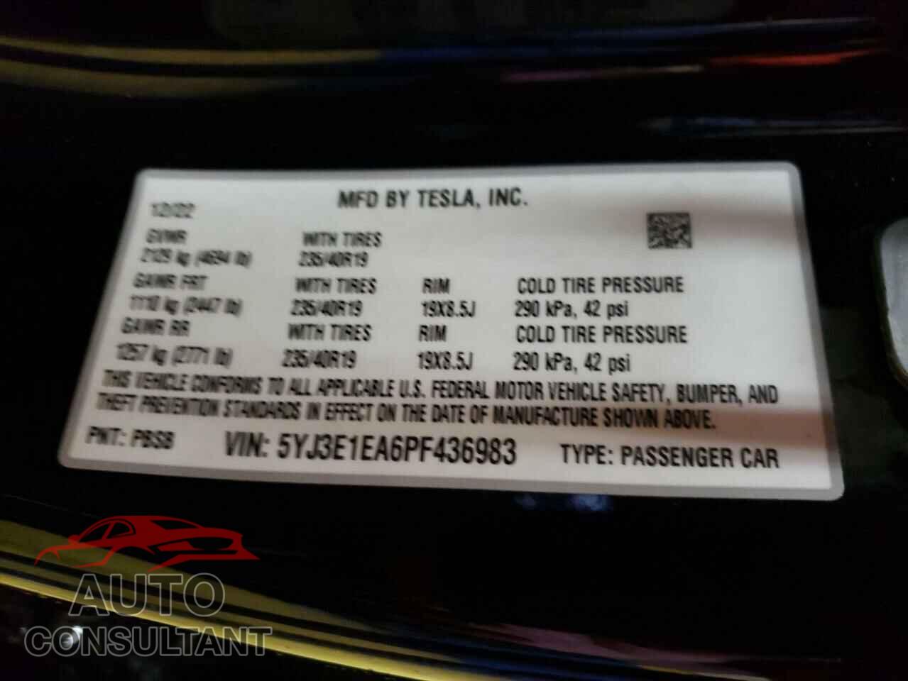 TESLA MODEL 3 2023 - 5YJ3E1EA6PF436983