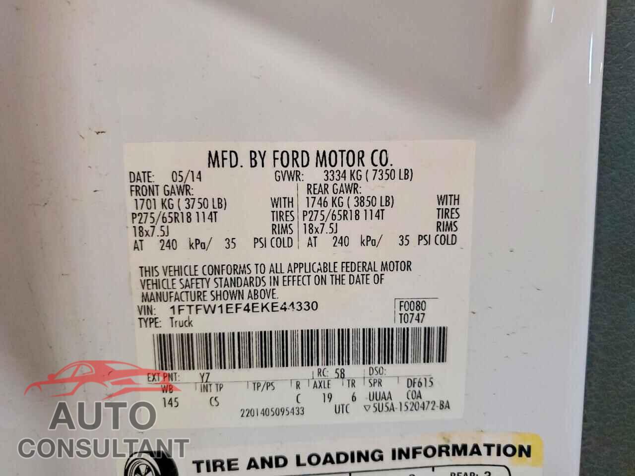 FORD F150 2014 - 1FTFW1EF4EKE44330